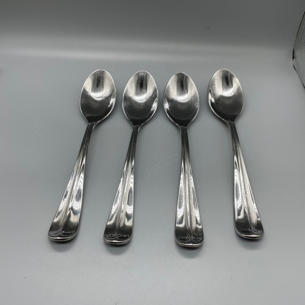 Dansk Alsace Stainless Oval Soup Spoons Set of 4 Silverware Flatware Glossy 8"
